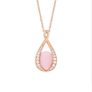 Amor Ketting met hanger voor dames, 925 Sterling zilver, zirkonia synth., glas