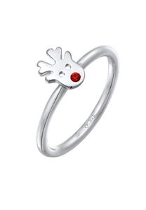Elli Dames Stapel Rendier kerst met Kristal in 925 Sterling Zilver