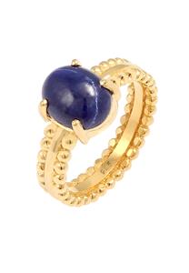 Elli PREMIUM Dames Bandring Elegant met Lapis Lazuli Edelsteen van verguld 925 Sterling Zilver Goud