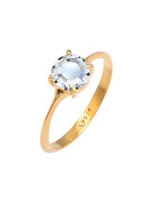 Elli Damesring Solitair Verloving met Kristal van verguld 925 Sterling Zilver Goud