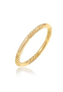 Elli Dames Band Basic Stacking Gedraaid in verguld 925 Sterling Zilver Goud