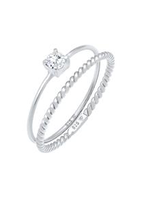 Elli Dames Ring Set Gedraaid Trend Blogger met Zirconia steen in 925 Sterling Zilver Gold Plated