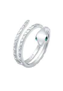 Elli Dames Slang Pinky Modern met Kristallen in 925 Sterling Zilver Verguld