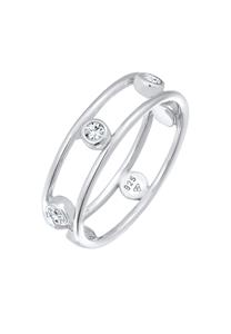 Elli Dames Dubbel Glamoureus Elegant met Kristallen in 925 Sterling Zilver Verguld