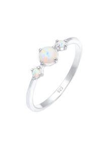 Elli Dames Band Geo Vintage Trend met Synthetische Opaal in 925 Sterling Zilver