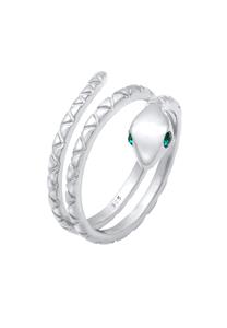 Elli Dames Slang Pinky Modern met Kristallen in 925 Sterling Zilver Verguld