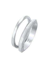 Elli PREMIUM Damesring Duo Basis Gedraaide Structuur Trend in 925 Sterling Zilver