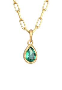 Elli PREMIUM Dames Drop Hanger Schakel Chain Look met kwarts edelsteen in 925 sterling zilver Gold Plated