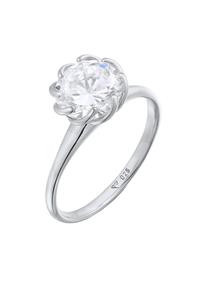 Elli Dames Verlovingsring Eenzaam Bloem met Zirkonia in 925 Sterling Zilver