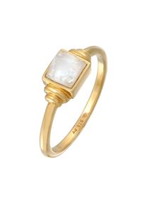Elli PREMIUM Ring Dames Kwadraat Vintage met Maansteen in 925 sterling zilver Verguld