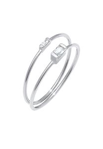 Elli Dames Stapelring Set Filigraan Minimaal met Zirkonia Edelstenen in 925 Sterling Zilver Verguld