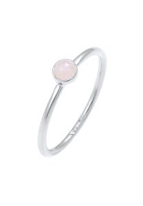 Elli Dames Stapel Basis Minimaal met Rozenkwarts in 925 Sterling Zilver Verguld