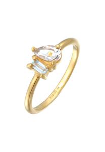 Elli PREMIUM Ring Dames druppel elegant met topaas edelsteen in 925 sterling zilver verguld Goud