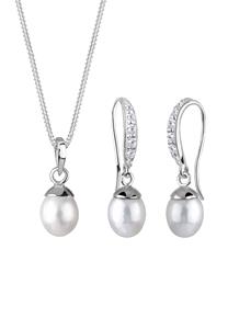 Elli Dames Zoetwater Gekweekte Parel met Cubic Zirconia Kristallen in 925 Sterling Zilver