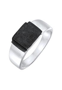 KUZZOI Heren zegelvierkant mat in 925 sterling zilver geoxideerd