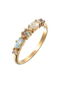 Elli PREMIUM Dames klassiek memoire met topaas, maansteen en amethist in 925 sterling zilver verguld