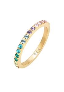 Elli Dames Band Regenboog Meerkleurig Elegant Trend met Kristallen in 925 Sterling Zilver