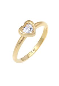Elli Dames Hart Liefde met Zirkonia Kristallen in 925 Sterling Zilver Verguld