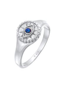 Elli Dames Zegel Boze Oog met Synthetische Opaal in 925 sterling zilver verguld