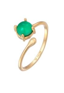 Elli PREMIUM Elli PREMIUM Ring Dames Statement Open met Agaat in 925 sterling zilver Verguld