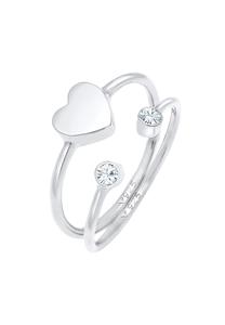 Elli Dameshart kristal stapelring in 925 Sterling Zilver