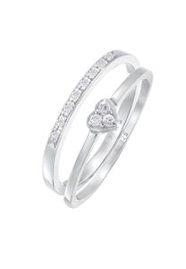 Elli Dames hart memoire set van 2 met zirkonia kristallen in 925 sterling zilver