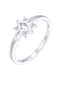 Elli Dames Sterrenmotief Speels met Kristallen in 925 Sterling Zilver