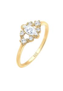 Elli Dames Bloemenmotief Speels met Zirconia Kristallen in 925 Sterling Zilver