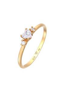 Elli Dames verlovingsring hart met zirkonia kristal in 925 sterling zilver