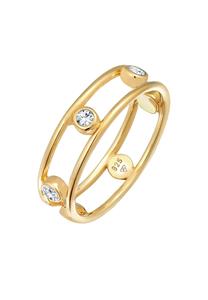 Elli Dames Dubbel Glamoureus Elegant met Kristallen in 925 Sterling Zilver Verguld