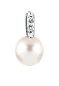 Nenalina Dames Hanger Rond Sprankelend met Kristal en Schelp Kernparel in 925 Sterling Zilver