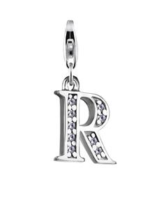Nenalina Bedeltje Hanger Letter in 925 Sterling Zilver voor alle gangbare Charmdragers Zilver