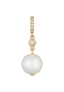 Elli PREMIUM Hanger Dames Klassiek met zoetwater gekweekte parel en zirkonia in 925 sterling zilver Verguld