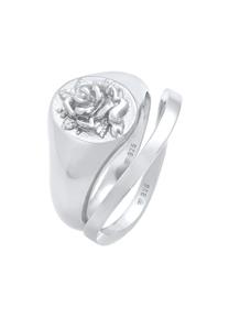 Elli Dames zegelring Duo Rose Basic Vintage Trend in 925 Sterling Zilver Verguld