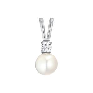 Amor Motief tag voor dames, 375 witgouden cubic zirconia (synth.) parel