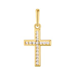 Amor Motief tag voor dames, goud 585, zirkonia synth. | kruis