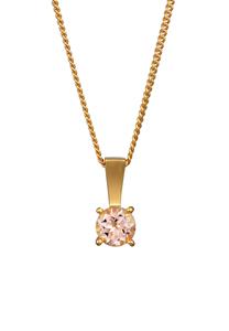 Elli PREMIUM Dames Solitaire Hanger Elegant met Morganiet Edelsteen in 925 sterling zilver verguld