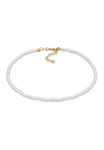 Elli Dames Enkelbandje Trend Basis met synth parels in 925 sterling zilver verguld
