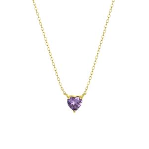 Lucardi Zilveren goldplated ketting Love month stones hart - februari