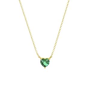 Lucardi Zilveren goldplated ketting Love month stones hart - februari