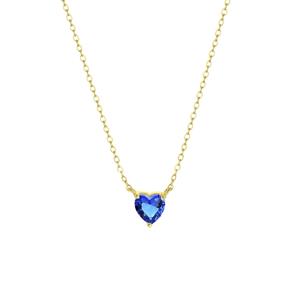 Lucardi Zilveren goldplated ketting Love month stones hart - februari