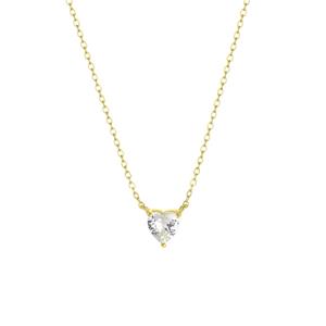 Lucardi Zilveren goldplated ketting Love month stones hart - februari