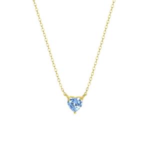Lucardi Zilveren goldplated ketting Love month stones hart - februari