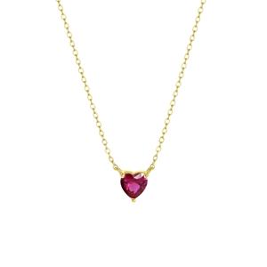 Lucardi Zilveren goldplated ketting Love month stones hart - februari