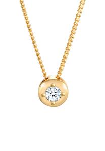 Elli DIAMONDS Dames Solitaire Hanger Elegant met Diamant (0.11 ct.) in 925 Sterling Zilver Verguld