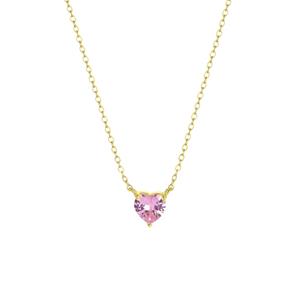 Lucardi Zilveren goldplated ketting Love month stones hart - februari