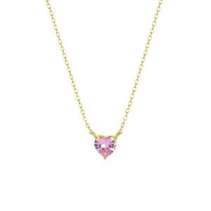 Lucardi Zilveren goldplated ketting Love month stones hart - februari