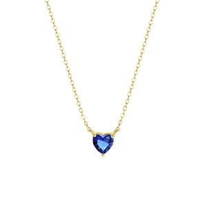 Lucardi Zilveren goldplated ketting Love month stones hart - februari