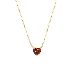 Lucardi Zilveren goldplated ketting Love month stones hart - januari