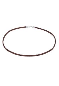 Elli Dames Choker Basis Kunstleer Bruin in 925 Sterling Zilver